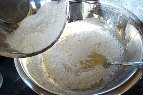 adding dry ingredients