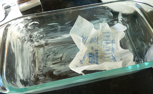 greasing loaf pan