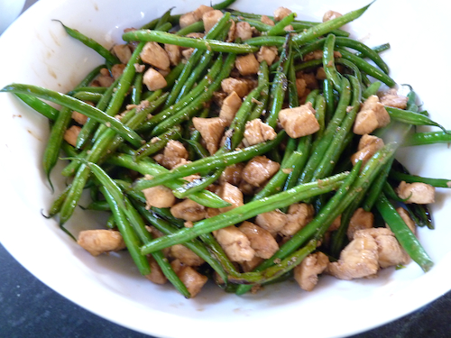 chicken green beans blurry
