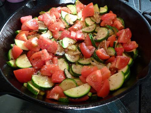 seasoning zucchini and tomatoes