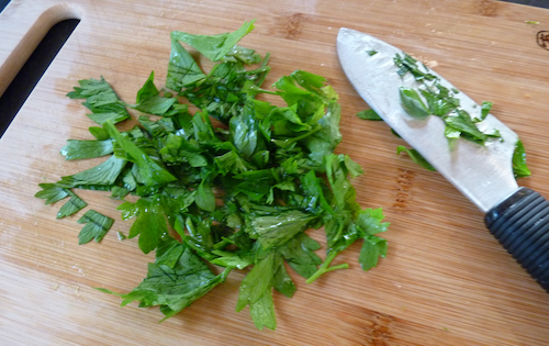 mincing parsley