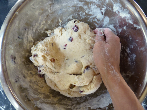 kneading scone dough