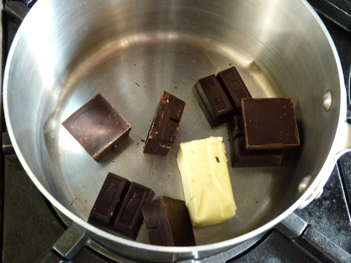 chocolate and butter in pot