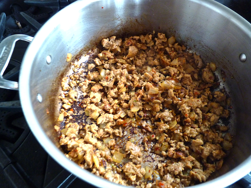 browned sausage meat