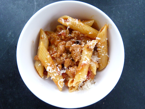 penne with tomato sausage sauce