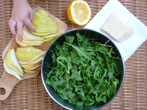 arugula pear parmesan salad