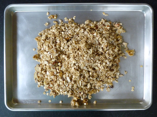 granola on jelly roll pan