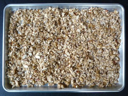 granola spread evenly