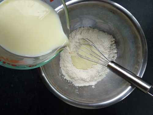 add milk/egg/butter