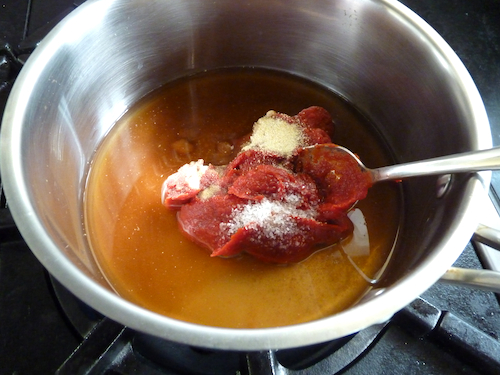 ingredients into saucepan