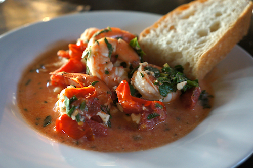 shrimp with tomato lemon feta parsley