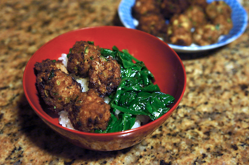 chinese meatball rice bowl