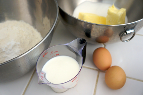 butter flour sugar eggs milk